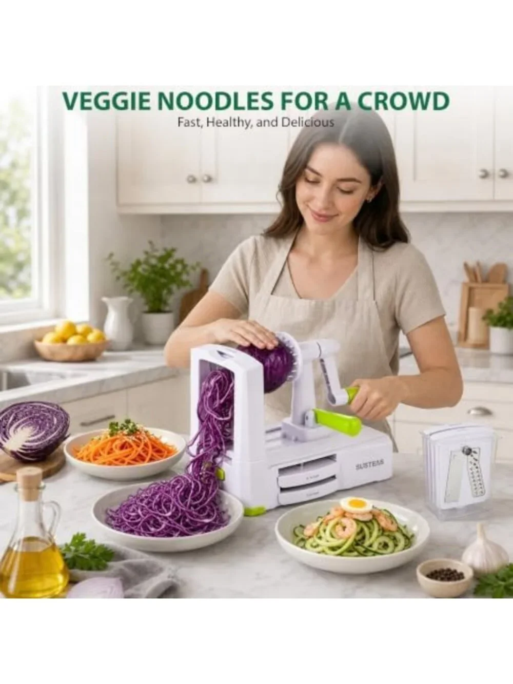 Versatile Vegetable Spiralizer with 5 Blades - Zucchini Noodle Maker & Kitchen